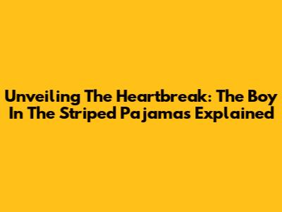 Unveiling The Heartbreak: 'The Boy In The Striped Pajamas' Explained