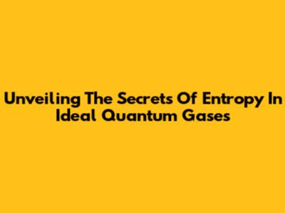 Unveiling The Secrets Of Entropy In Ideal Quantum Gases
