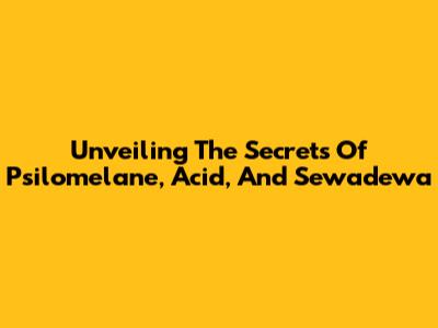 Unveiling The Secrets Of Psilomelane, Acid, And Sewadewa