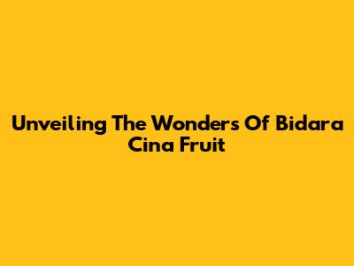 Unveiling The Wonders Of Bidara Cina Fruit