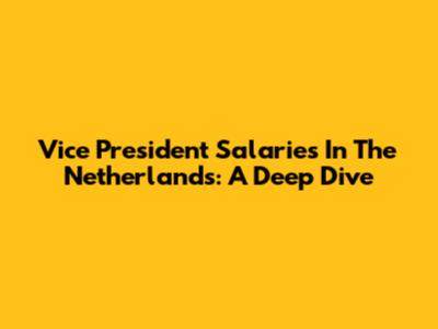 Vice President Salaries In The Netherlands: A Deep Dive