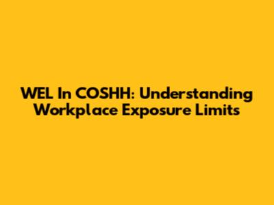 WEL In COSHH: Understanding Workplace Exposure Limits