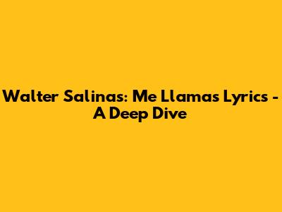 Walter Salinas: "Me Llamas" Lyrics - A Deep Dive