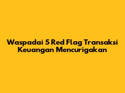 Waspadai 5 Red Flag Transaksi Keuangan Mencurigakan