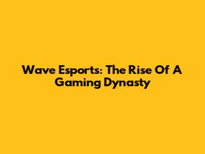 Wave Esports: The Rise Of A Gaming Dynasty