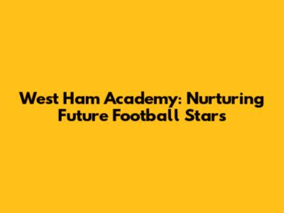 West Ham Academy: Nurturing Future Football Stars