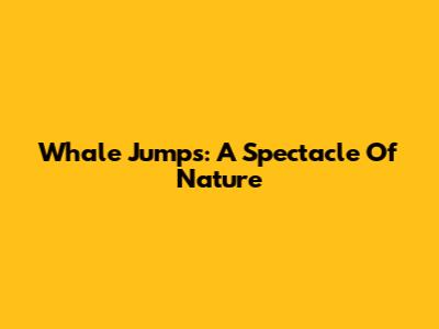 Whale Jumps: A Spectacle Of Nature