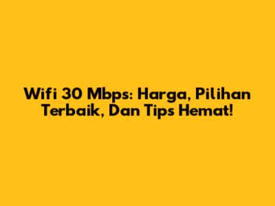 Wifi 30 Mbps: Harga, Pilihan Terbaik, Dan Tips Hemat!