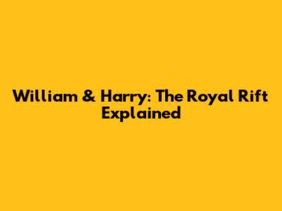 William & Harry: The Royal Rift Explained