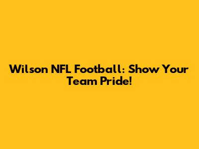 Wilson NFL Football: Show Your Team Pride!