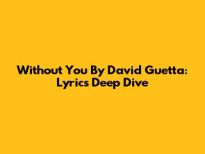 Without You By David Guetta: Lyrics Deep Dive