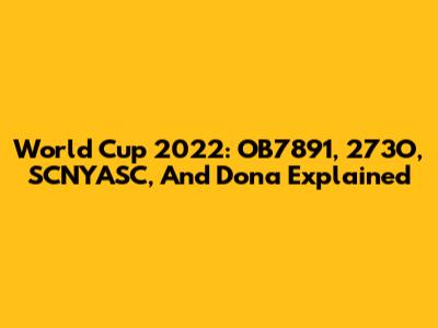 World Cup 2022: OB7891, 273O, SCNYASC, And Dona Explained