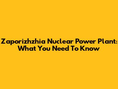 Zaporizhzhia Nuclear Power Plant: What You Need To Know