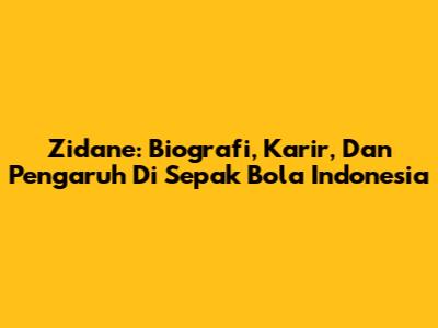Zidane: Biografi, Karir, Dan Pengaruh Di Sepak Bola Indonesia